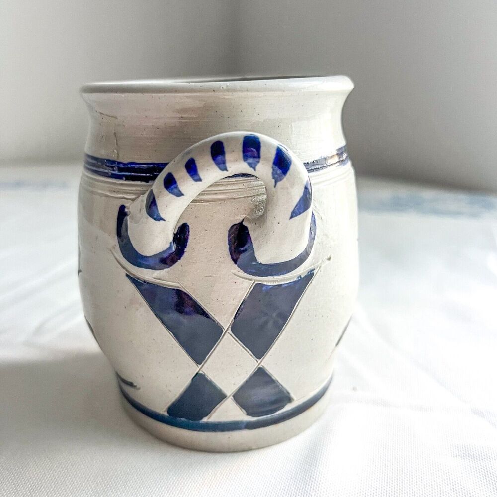 Vintage 5in Country Crock Jug Grey Blue Glazed Kitchen Stoneware Farmhouse Decor - Picture 4 of 6